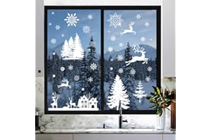 ANNISSA Decoración Navidad Ventanas PVC Doble Cara Pegatinas Removible Navidad Copos Nieve Stickers Papá Noel Muñeco de Nieve Alce de La Puerta Adornos Navidad Decoracion Ventana (Style3)