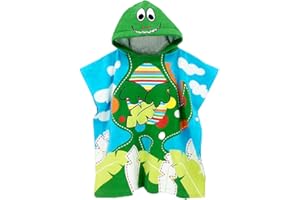 CZEMO Czmeo Dziecięcy szlafrok kąpielowy z kapturem, dla chłopców i dziewcząt, bawełniane ręczniki na plażę, koc kąpielowy, pływanie, ponczo surfingowe, szlafrok sportowy (dinozaur)