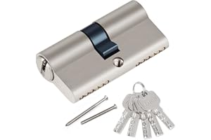 Hengsong Profil-Zylinder Doppelzylinder Schließzylinder 30/30 Metallsilber-Knaufzylinder mit 5 Schlüsseln geeignet für alle Arten von Türen