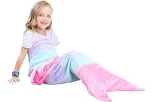 VHOME Kinder Meerjungfrau Decke Geschenke - Warmes Wohnzimmer Sofa Decke Kuscheldecke Für Weihnachts Geburtstagsgeschenk (K1-Rosa, Kinder 120cm x 48cm)