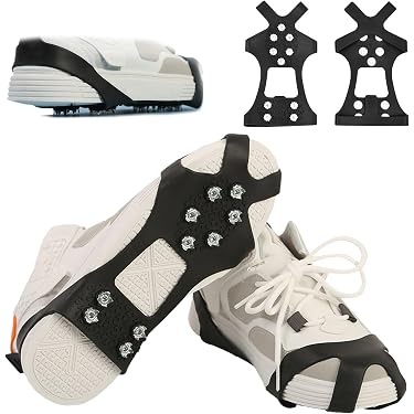 BLUEVER Crampons 32 Dents Anti-Dérapants Pour Chaussures - Traction Glace Et Neige Pour Randonnée Et Pêche