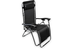 DECOR SPACE Decorspace Sedia a sdraio "Zero Gravity" reclinabile, in acciaio, poltrona ideale per esterno e giardino (Nero, 1)
