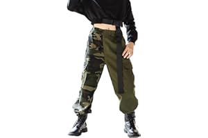 Rolanko Pantalones Hip Hop para Niñas, Pantalones Cargo Elásticos para Niños Jogger para Streetwear y Danza