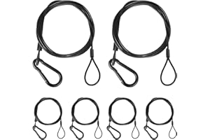 jindaaudio Câble Noir de Sécurité avec Boucles (lot de 6), Charge Max 25kg, pour Éclairage de Scène, Suspendus sur des traverses（diamètre 2mm/0.08in, longueur 100cm/39.37in)