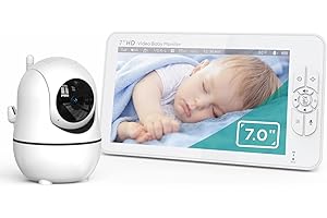Babystar Baby monitor with Camera and Night Vision, Video Baby Monitor no Wifi, 7inch 720P HD Screen, Up to 22H Long Battery Life, 2 Way Audio Talk, Room Temperature Monitor,Lullabye music