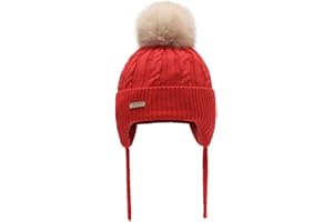 ZLYC Kids Girls Boys Winter Hats Cotton Lined Pom Pom Beanie Earflap Knitted Cap