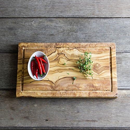 Olive Wood Serving/Carving Board With Jus Groove - Length 34cm