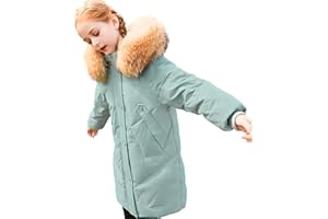 amropi Bambini Ragazze Cappotto con Pelliccia Cappuccio Inverno Parka Piumino Giacca per 5-13 Anni