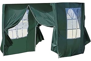 LEMROE Pannelli laterali per gazebo, 2 x 2 m, impermeabili, 210 D, di ricambio, con cerniere e finestre trasparenti, per gazebo da giardino (verde)