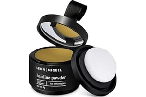 LEON MIGUEL Puder do nasady – wodoodporny puder Hairline Powder jako idealny korektor do zakrywania nasady włosów, dla kobiet i mężczyzn, niewidoczny makijaż do zagęszczania włosów, 4 g (złoty blond)