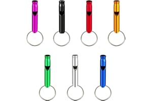 Bessy shop Sifflet en aluminium avec porte-clés, 7PCS de survie extérieur Petit extra fort pour l'entraînement des animaux compagnie, arbitre sport