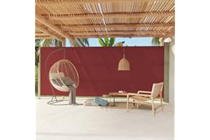 puraday 220x600 cm Seitenmarkise Ausziehbar Rot Terrassen-Sichtschutz Balkon Seitenwand Stilvolle Seitenmarkise Wind- Und Sonnenschutz Sichtschutz Und Einfache Installation