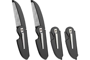 LARREL 4 Pcs Foldable Mustache Comb, Lightweight Black Beard Comb for Men Pocket Folding Mustache Combs for Men Portable Combs for Hair Care Styling