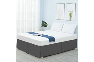 YINGHESHENG Double King Size Base Valance Sheet, Extra Deep 14" Skirt Valance Sheet Easy Care Fitted Bed Sheets – FIT UNDER MATTRESS,gray,200x203+35cm