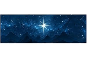 Newwiee 18 ft x 6 ft Nativity Scene Backdrop Banner Easter Scene to Bethlehem Nativity Christmas Decor Bible Supplies Western Backdrop for Christmas Church Event Medieval Party Decor (Bethlehem)