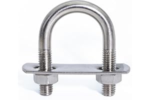 FamlTol M8 de Pernos en U 25mm de ancho interior Abrazadera en U de alta resistencia Soporte de perno en U redondo de acero con placa y tuerca hexagonal para fijación de tuberías | 2 juegos