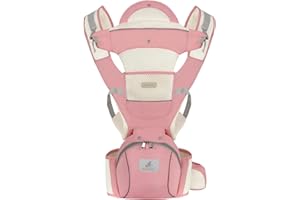 TREER-SHOP Porte Bébé Ergonomique, Treer Multifonctionnel Baby Carrier Ventral Dorsal avec Siège à Hanche Dorsaux Respirant Ajustable pour Nouveau-né et Petit Enfant (Rose)