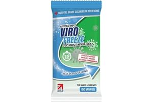 VIRO FREEZE Antiviral Antibacterial Hand and Surface Wipes with Moisture Lock Seal for Hospital Grade Cleaning in Homes, Schools, Offices Workplace: 50 Packs of Protection from ViroFreeze (1 Pack, 50)