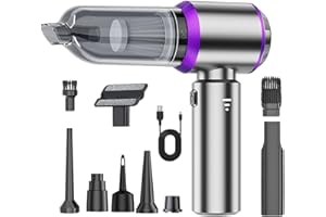 BEMKIA Aspirateur à Main,19000Pa Aspirateur Voiture Puissant sans Fil, 4 in 1 Portable Mini Aspirateur avec 3 filtres HEPA pour PC Maison Voiture Bureau Canapé, Argenté