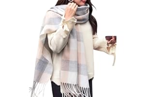 heekpek Grande Taille Femme Homme Echarpe Hiver Chaud en Cachemire Imitation Carreaux Doux écharpe épais Pull Châle Mode écharpe Fraîche Cadeau Unisexe Cadeau Noël