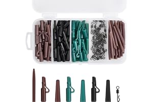 Shengxi 120 Stück Karpfen Angelzubehör Set Karpfenangeln Tackle Box Angelzubehör Aufbewahrungsbox mit Sicherheits Blei Clips Anti Tangle Ärmel Schnell Wechselwirbel