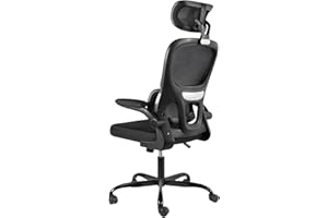 JAJALUYA Ergonomic Office Chair - High Back Mesh Design Desk Chair, Dynamic Lumbar Support with Adjustable Headrest, Reversible Armrests, Comfortable Cushion, Chair for Home Office and Study (Black)