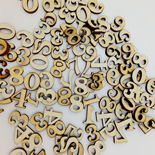 MagiDeal 100 Stück Holz 0-9 Holzzahlen zahlen Scrapbooking Verschönerungen 15mm - 4