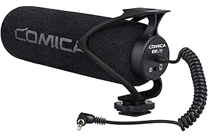 COMICA CVM-V30 LITE Super-Kardioid Kamera Mikrofon, 3.5mm Richtmikrofon für Camera, DSLR-Kameras, Camcorder, Handy, Smartphones für Vlog, Video, Interview (Schwarz)