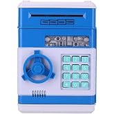 TechnoSmart Atm Kumbara Şifreli Otomatik Kağıt Para Alan Kasa Kumbara Mavi Renk