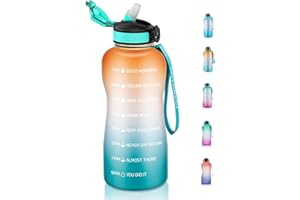 MYFOREST Bouteille d'eau, Gourde Sport 2.2 L avec Marqueur de Temps de Motivation, Gourde Sport Ouvrir en un Clic, Convient Pour la Gym, le Yoga, le Camping, le Cyclisme et la Vie de Famille