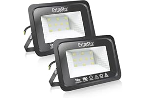 EXTRASTAR Spots LED d'extérieur Puissants Projecteur LED d'extérieur IP65, Jardin, Patio, Parc, Garage, 2 Pièces (3000K, 10W)