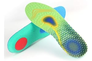 VSUDO Shock Absorption Sports Shoe Insoles, Athletic Running Hiking Comfort Insoles for Sneakers/Trainers or Hiking Boots, High Elastic Thick Insoles, Replacement Insoles/Inserts for Men or Women - L