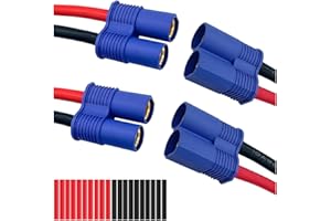 MKBKLLJY 2Pairs EC8 Plug Male Female Connectors Extension Cable,EC8 Extension Cable Housing Connectorsg with 10AWG 100mm Soft Silicone Wire Cable for RC Lipo Batteries Cars FPV Drones