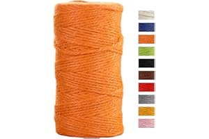 JeogYong Jute Twine String 2mm x 100m Natural Coloured Jute String 3-ply Garden Twine Kitchen Cord Thick Jute Rope for Decoration Floristry, DIY Arts & Crafts, Bundling, Wrapping Gifts (Orange)