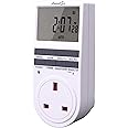 Awootsv Digital Timer Socket with Countdown Function LCD 18 programs, Display 24 Hours/Weekly Indoor Plug Timer Plug Socket UK for Plugs UK Electric Timers for Lights and Home Appliances (1 Pack)…