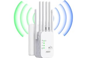 GENÉRICO Repetidor WiFi,2025 Potente Amplificador WiFi,Amplificador señal WiFi,Repetidor WiFi Largo Alcance,6 Antenas,2 Puertos LAN,Cobertura de hasta 11800Sq.para Oficinas Y hogares,Fácil Instalación
