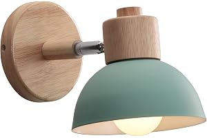 WOTTES Modern industriell vägglampa för inomhusbruk E27 socket retro vägglampa i trä, lämplig för matsal, trappor, sovrum, kö