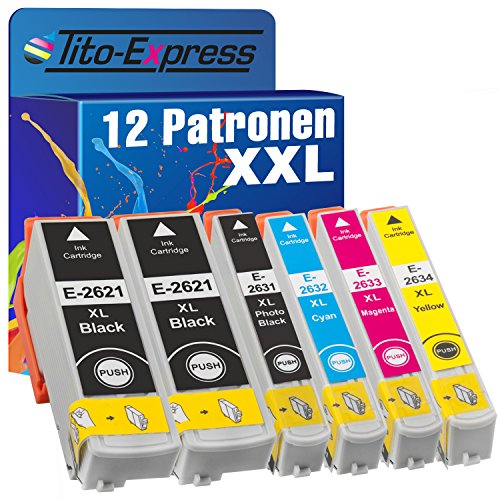PlatinumSerie® 12x Druckerpatrone XXL kompatibel für Epson TE2621 TE2631-TE2634 Expression Premium XP-620 XP-620 Series XP-625 XP-700 XP-710 XP-720 XP-800 XP-810 XP-820