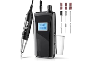 WEIYI Torno para Uñas Portátil Recargable, Lima de uñas Eléctrica Profesional de 30000RPM con 6 Brocas de uñas y Bandas de Lijado, Ideal para Todas las Necesidades de Cuidado de Uñas