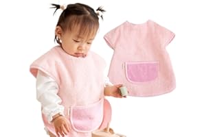 Bugalin Baberos con mangas impermeable y absorbente | Niñas/Niños de 1 a 3 años | Suave rizo algodón 100% y EVA| Babero manga corta | Fabricado en España