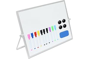 Relaxdays whiteboard för skrivbord, 30x40 cm, magnetisk, vitt