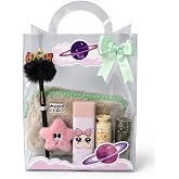 Sevimli Yıldız Temalı Kırtasiye Seti/Peluş Kalem Kutusu, HB Kalem, Silgi, Washi Bantlar, Kalemtıraş (Krem - Yeşil)