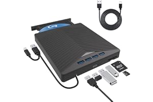 CUSTOM CATCH Lecteur DVD Externe - Polyvalent Lecteur CD/DVD Externe pour Ordinateur Portable, USB 3.0 et Type-C Lecteur CD DVD +/-Rw , Graveur DVD/CD ROM pour Ordinateur Portable PC Mac OS MacBook Windows 11