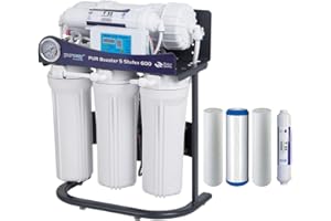 PURWAY CRYSTAL GROUP Système d'osmose inverse Pure Booster 5 niveaux 600 GPD Direct Flow + kit de filtres de rechange