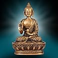 ARTVARKO Brass Buddha Idol Hand Crafted Gautam Buddha Statue, Rustic Finish 7", Pack of 1, Idol