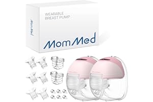 MOMMED Double Breast Pumps, Breast Pumps Hands Free with 3 Mode & 12 Levels, Rechargeable, Leak-Proof Design Electric Breast Pumps, 24 mm Wearable Breast Pumps, Includes 17/19/21 mm Flange Inserts
