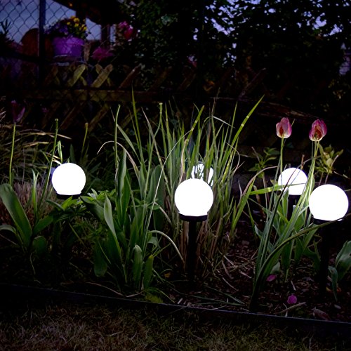 (456) (6er Set) LED Solar Kugel Leuchte Ø10 cm Außen Lampe Garten Weg
