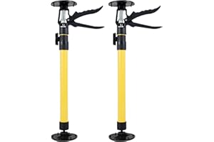 KTCINA 2PCS Telescopic Support Rod, Adjustable Third Hand Support Rod Heavy Duty 40KG Capacity Telescopic Support Pole Anti Slip Door Frame Strut Telescopic Prop for Plasterboard Drywall (Yellow, 50-115cm)
