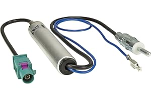 SOUND-WAY Adaptateur d'antenne amplifié pour autoradio AM/FM/Dab Connecteur Fakra Z vers DIN mâle/Femelle Universel Compatible avec BMW, Mercedes, Volkswagen, Dacia, Peugeot, Citroen Mini Cooper ...
