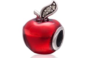 YIRONG JEWELRY Breloque pomme en émail rouge en argent sterling 925 pour bracelet Pandora
